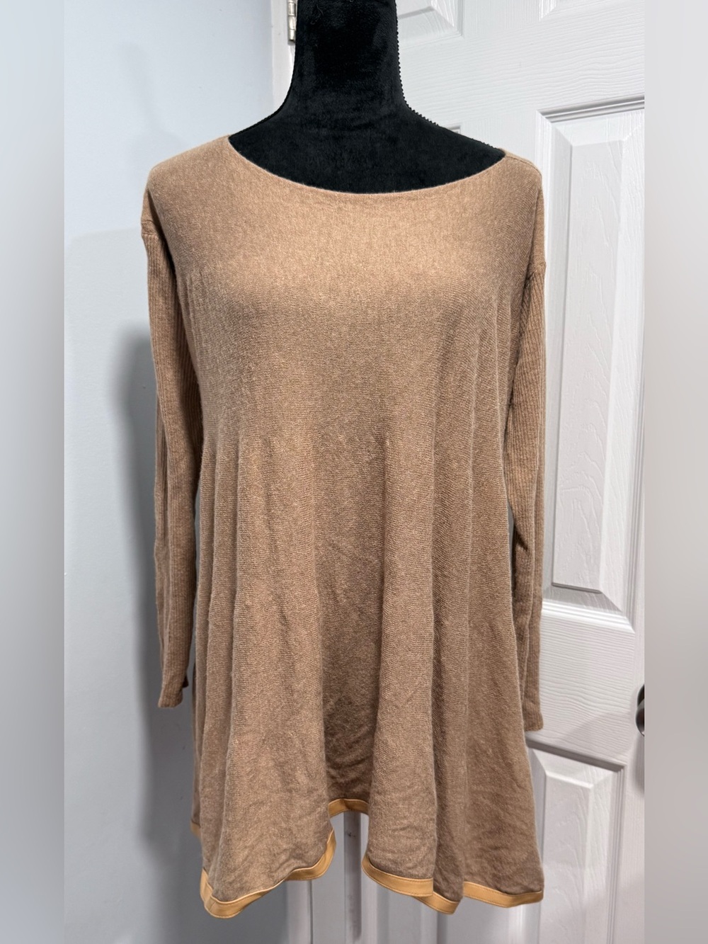 Lauren Vidal Camel Swing Tunic with Contrast Hem